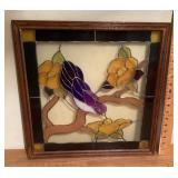 Framed stained glass panel