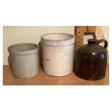 Stoneware crocks & jug