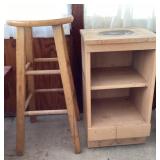 29' wood stool and 13x25 wood shelf