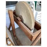 23' antique grinding wheel on rebuilt base