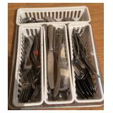 Stainless flatware and drawer organizers