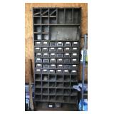 Industrial metal cabinet with cubbies & drawers