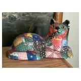 Heavy calico cat doorstop