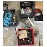 Clean up lot with gloves, ratchet straps, bungees