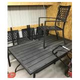 36x60 aluminum patio table and 6 chairs