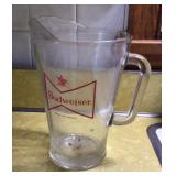 Glass Budweiser beer pitcher