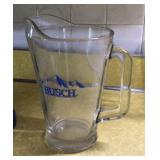 Glass Busch beer pitcher