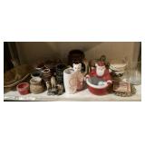Vases, pottery, etc. on shelf