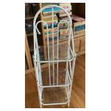 44' metal shelf with glass shelves