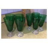 8 forest green water glasses