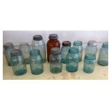 Vintage Ball canning jars --blue and brown
