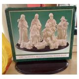 Nativity set with wood base