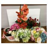 Faux flower arrangements