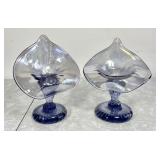 Signed art glass jack in the pulpit candleholders