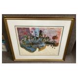 Framed Theo Tobiasse signed print 32x38