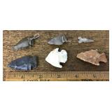 Collection of 6 arrowhead points