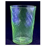 Green Depression uranium glass 4' tumbler