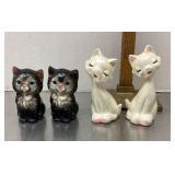 2 sets of cat salt and pepper shakers