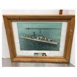 Framed photo of military destroyer
