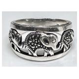 Sterling silver marcasite elephants ring