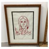 Tom Baumgartner 'Young Brave' wood block print