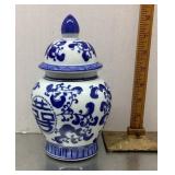 Blue and white ginger jar