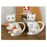 2 ceramic cat creamers