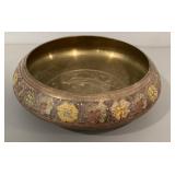 Floral brass bowl