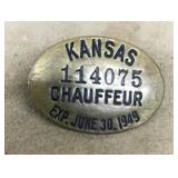 1949 Kansas chauffeurs license badge
