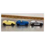 3 Tootsietoy race cars