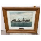 Framed photo of US Navy ship