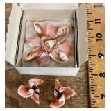 Seashell clip-on earrings and brooch set