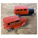 2 Tootsietoy cars with gold tires