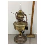 Electrified brass oil lamp