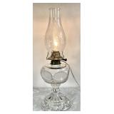 Antique glass oil lamp with electric burner