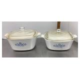 2 Corning Ware Cornflower casseroles