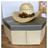 Stetson straw cowboy hat with box