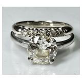 Ladies' 14k white gold diamond wedding set