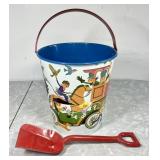 Vintage J. Chein tin litho sand pail and shovel