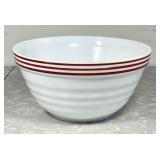 Vintage white Vitrock mixing bowl w/ red edge