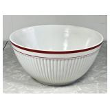 Vintage white Vitrock mixing bowl w/ red edge