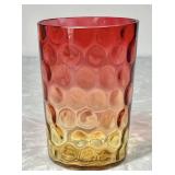 Antique Victorian amberina thumbprint tumbler