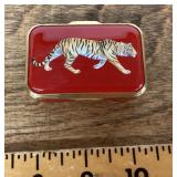 Halcyon Days enamel tiger pill or trinket box