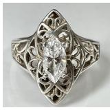 Sterling silver filigree ring with CZ