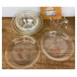Pyrex pie plates, bowls, measure