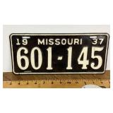 1937 Missouri license plate