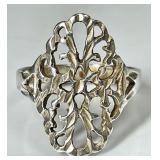 Sterling silver diamond cut ring