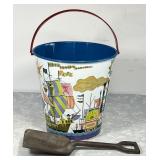 Vintage J. Chein tin litho sand pail and shovel