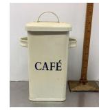 White enamel metal kitchen canister