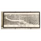 Framed 1883 Merrill, Wisconsin panoramic map